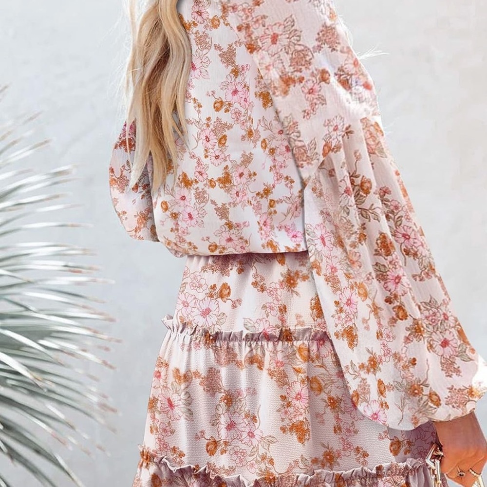 V Neck Floral Boho Dress